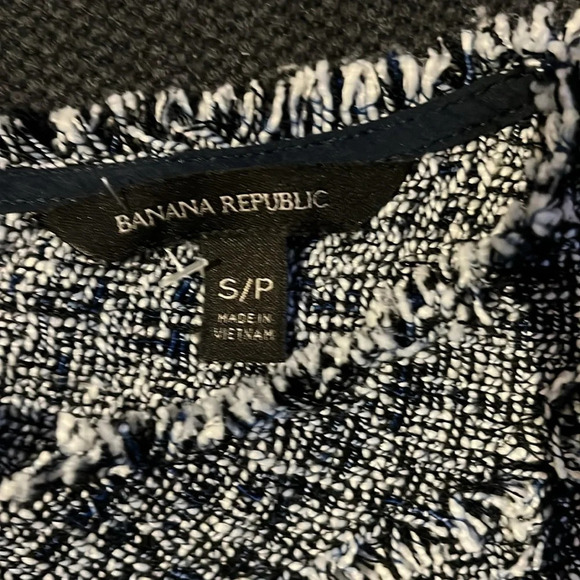 Banana Republic Tweed sleeveless top Navy blue & white Boho academia size small - Picture 6 of 12